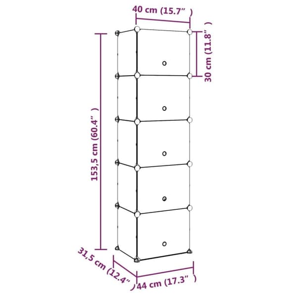 vidaXL skoreol 44x31,5x153,5 cm PP transparent