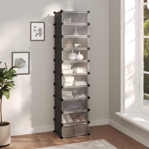 vidaXL skoreol 44x32x174 cm PP sort