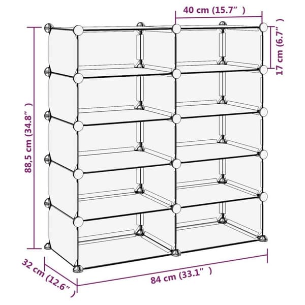 vidaXL Kenkäteline läpinäkyvä 84x32x88,5 cm PP