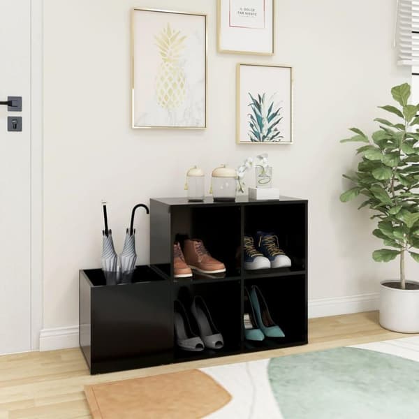 vidaXL Eteisen kenkäkaappi musta 105x35,5x70 cm tekninen puu