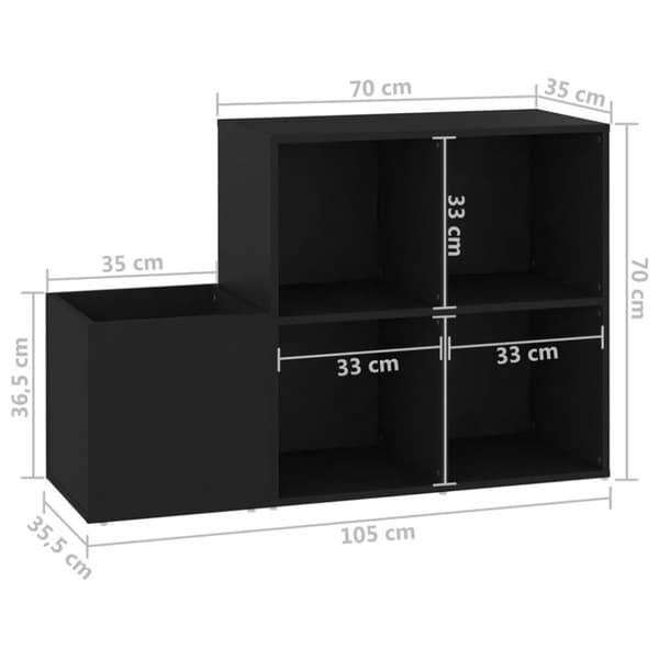 vidaXL Eteisen kenkäkaappi musta 105x35,5x70 cm tekninen puu