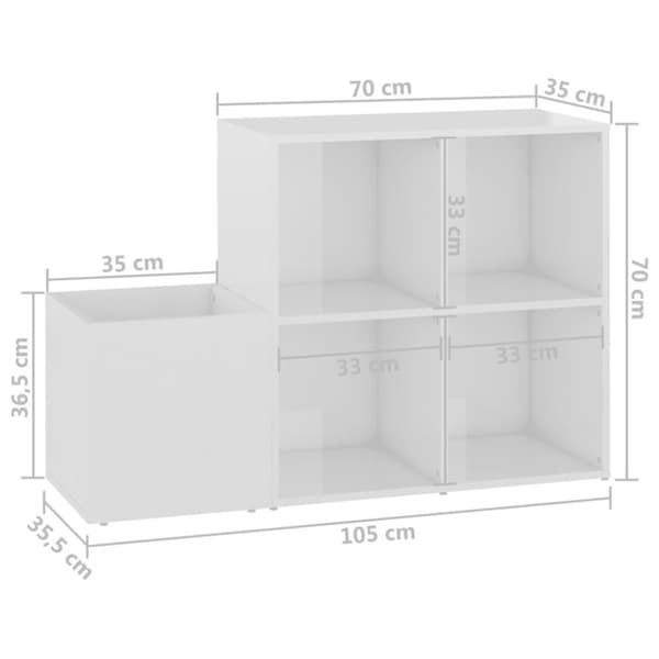 vidaXL Eteisen kenkäkaappi kk. valkoinen 105x35,5x70 cm tekninen puu