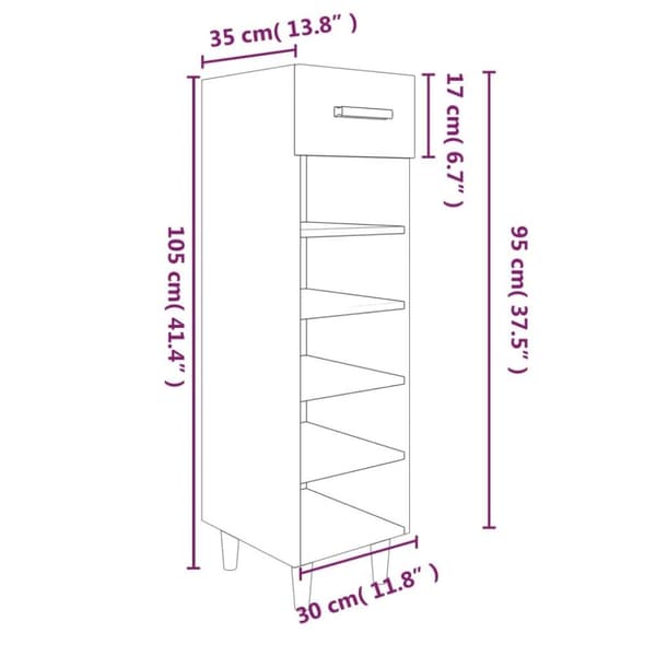 vidaXL skoreol 30x35x105 cm konstrueret træ betongrå