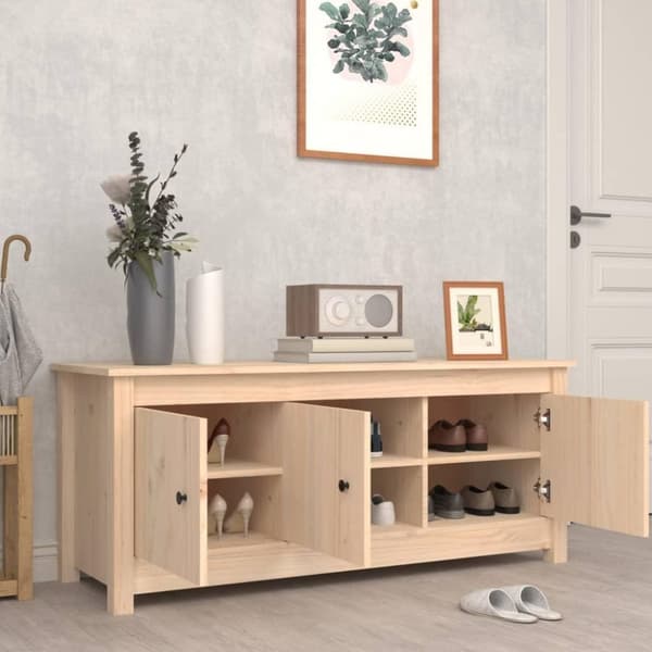 vidaXL skoskab 110x38x45,5 cm massivt fyrretræ