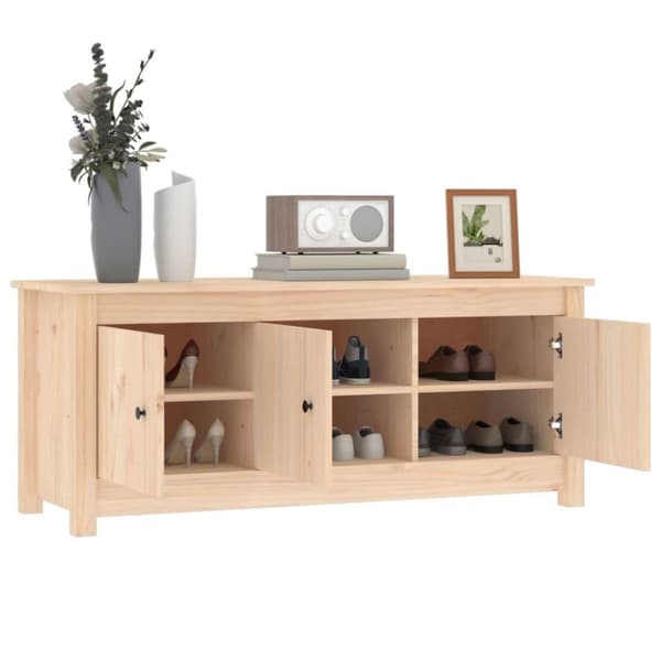 vidaXL skoskab 110x38x45,5 cm massivt fyrretræ