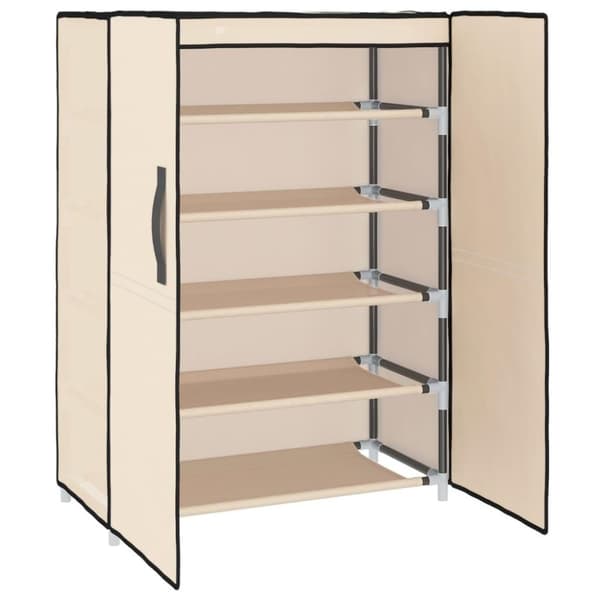 vidaXL Skoskap kremhvit 60x28x90 cm stoff