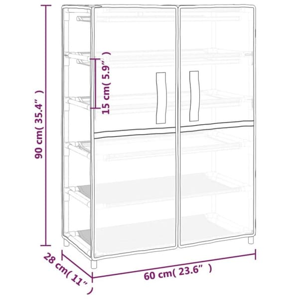 vidaXL Skoskap kremhvit 60x28x90 cm stoff