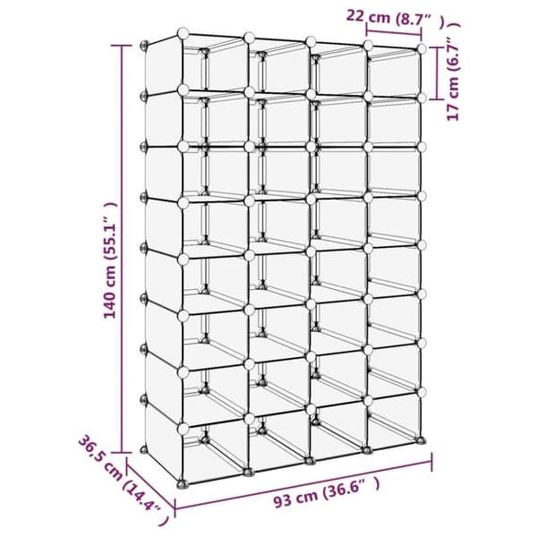 vidaXL Skostativ gjennomsiktig 93x36,5x140 cm PP