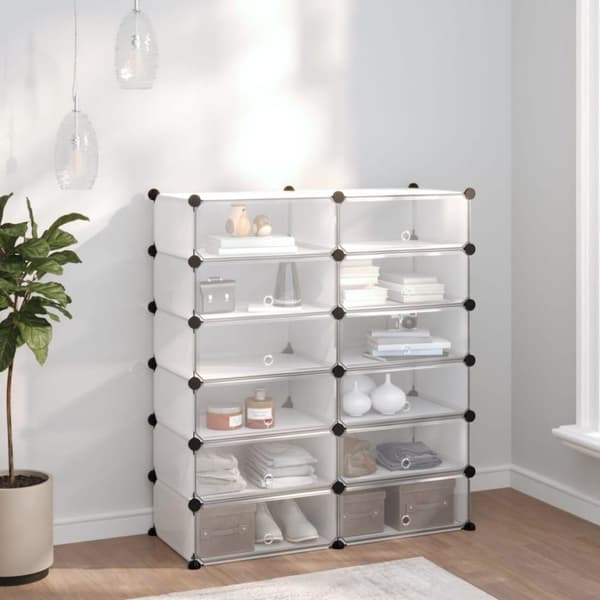 vidaXL Skohylla transparent 94,5x36,5x106 cm PP
