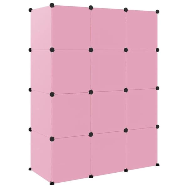 vidaXL Oppbevaringshylle med 12 kuber rosa PP