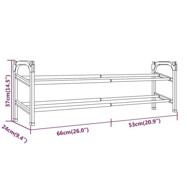vidaXL Uttrekkbart skostativ med 2 hyller 119x24x37 cm