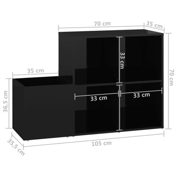 vidaXL Skoskap for gang høyglans svart 105x35,5x70 cm konstruert tre