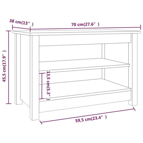 vidaXL Skobenk honningbrun 70x38x45,5 cm heltre furu