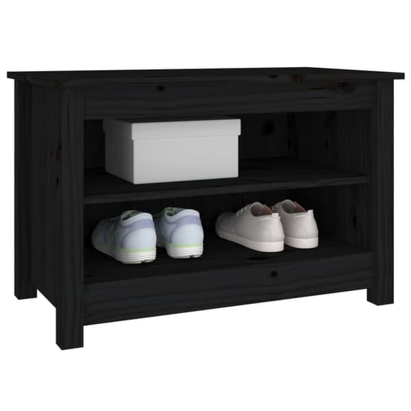 vidaXL Skobenk svart 70x38x45,5 cm heltre furu