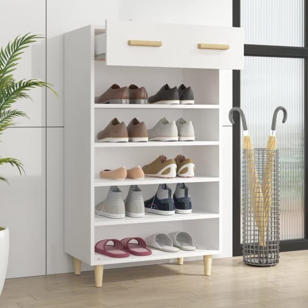 vidaXL Skoskap hvit 60x35x105 cm konstruert tre