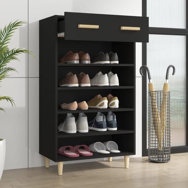 vidaXL Skoskap svart 60x35x105 cm konstruert tre