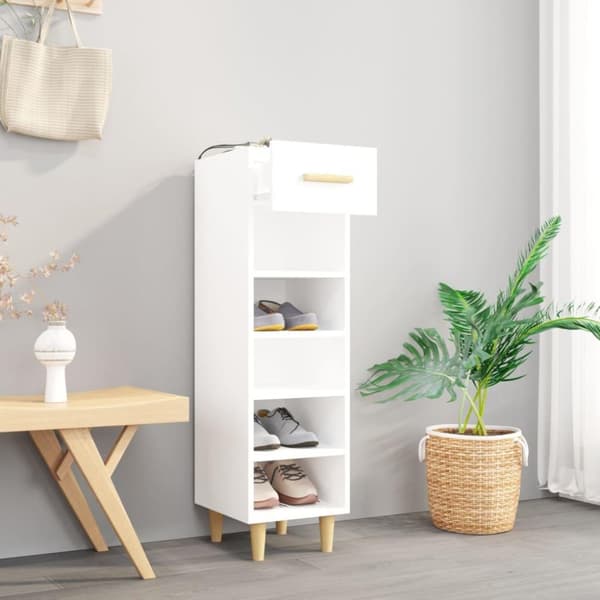 vidaXL Skoskap hvit 30x35x105 cm konstruert tre