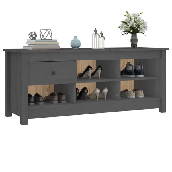 vidaXL Skoskap grå 110x38x45,5 cm heltre furu