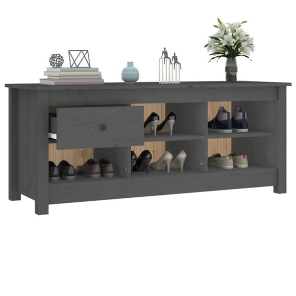vidaXL Skoskap grå 110x38x45,5 cm heltre furu