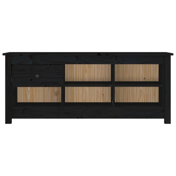 vidaXL Skoskåp svart 110x38x45,5 cm massiv furu