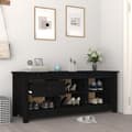 Miniatyrbild 6 av 11: vidaXL Skoskåp svart 110x38x45,5 cm massiv furu