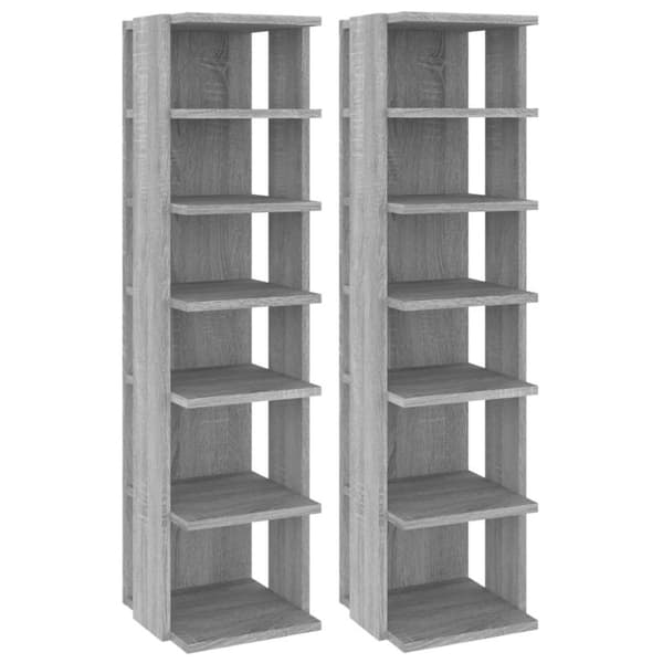 vidaXL Skohyller 2 stk grå sonoma 27,5x27x102 cm konstruert tre