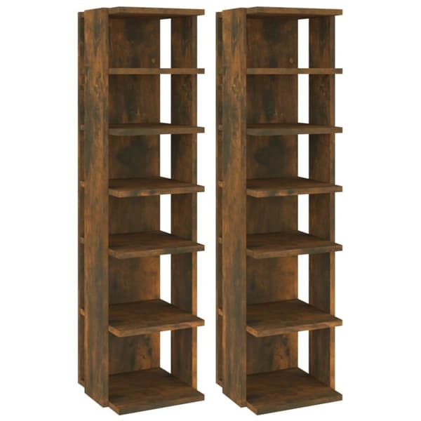 vidaXL Skohyller 2 stk røkt eik 27,5x27x102 cm konstruert tre