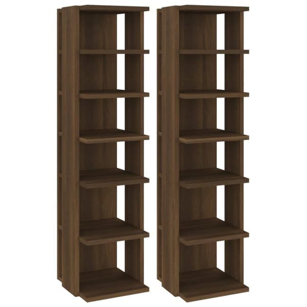 vidaXL Skohyller 2 stk brun eik 27,5x27x102 cm konstruert tre