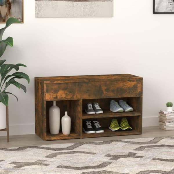 vidaXL Skobenk røkt eik 80x30x45 cm konstruert tre