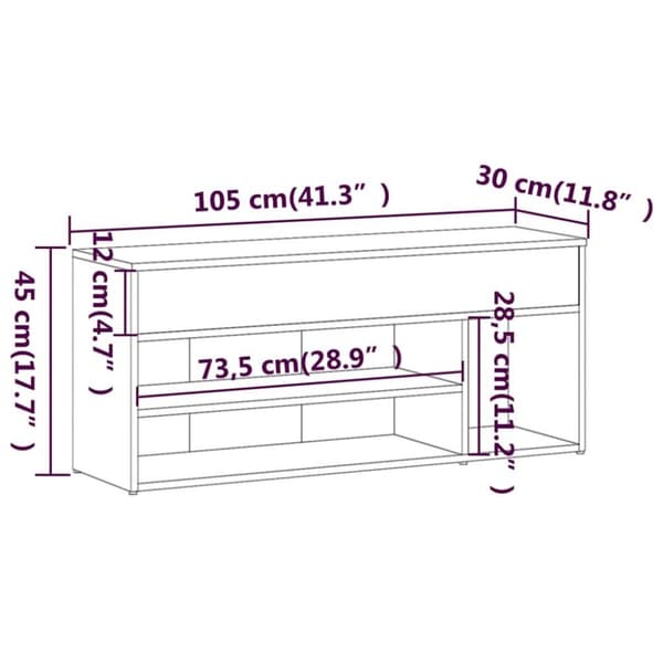 vidaXL Skobenk røkt eik 105x30x45 cm konstruert tre