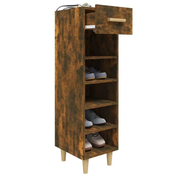 vidaXL Skoskap røkt eik 30x35x105 cm konstruert tre