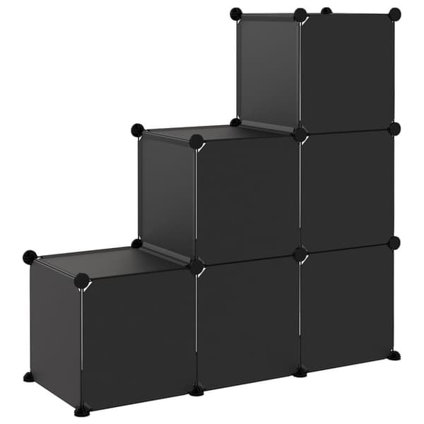 vidaXL kubeformede opbevaringskasser 6 stk. PP sort