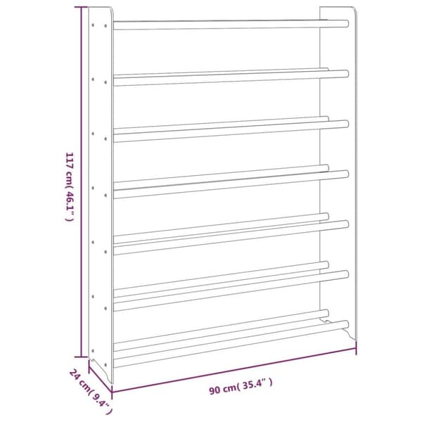 vidaXL Kenkäteline harmaa 90x24x117 cm tekninen puu