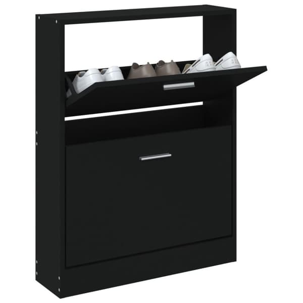 vidaXL Kenkäkaappi musta 59x17x81 cm tekninen puu