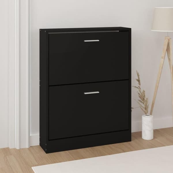 vidaXL Kenkäkaappi musta 59x17x81 cm tekninen puu
