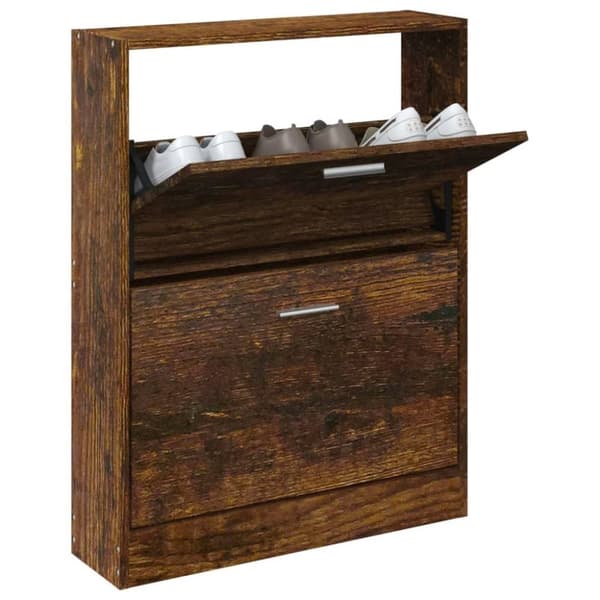 vidaXL Skoskap røkt eik 59x17x81 cm konstruert tre