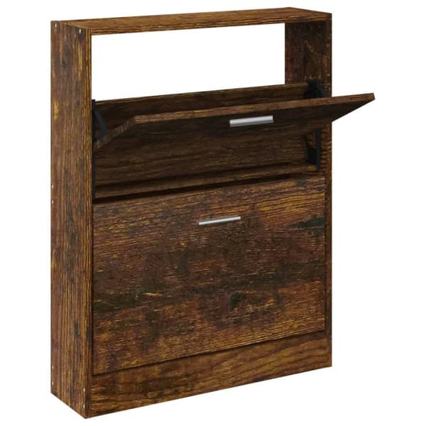 vidaXL Skoskap røkt eik 59x17x81 cm konstruert tre