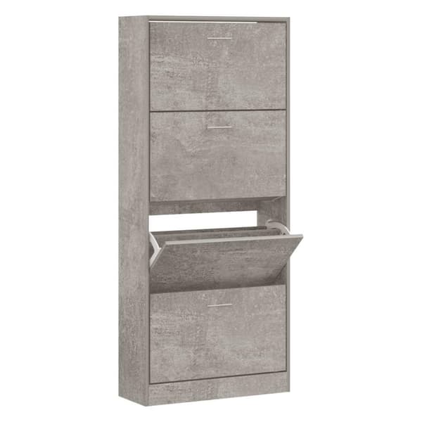vidaXL Skoskap betonggrå 63x24x147 cm konstruert tre