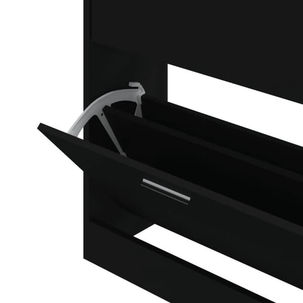 vidaXL Skoskåp svart 63x24x81 cm konstruerat trä