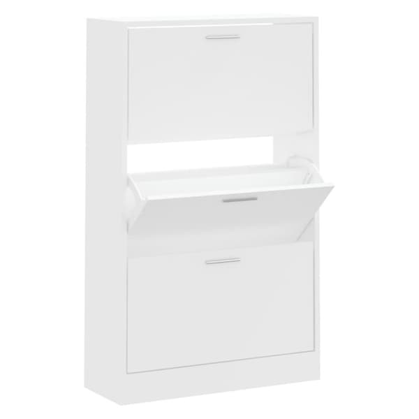 vidaXL Skoskap hvit 63x24x103 cm konstruert tre