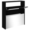 Miniatyrbilde 1 av 9: vidaXL Skoskap med speil 2 lag svart 63x17x67 cm