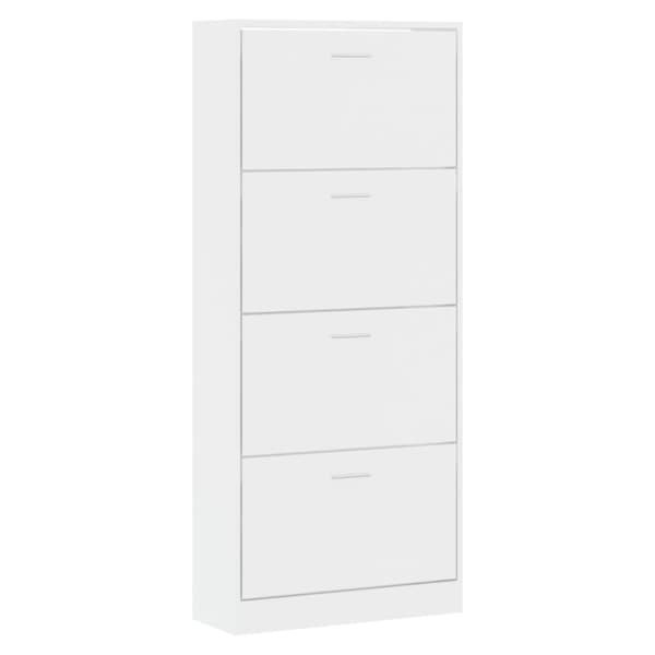 vidaXL skoreol 63x24x147 cm konstrueret træ hvid højglans