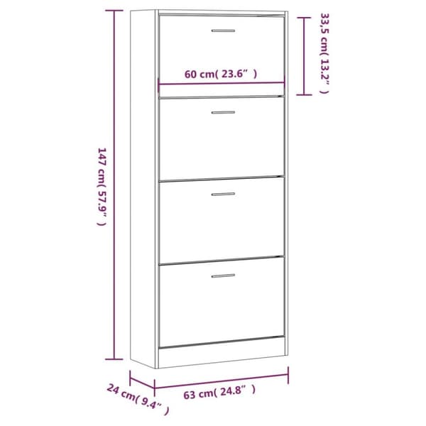 vidaXL skoreol 63x24x147 cm konstrueret træ hvid højglans