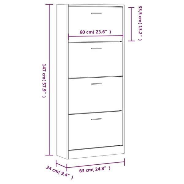 vidaXL skoskab 63x24x147 cm konstrueret træ grå sonoma-eg