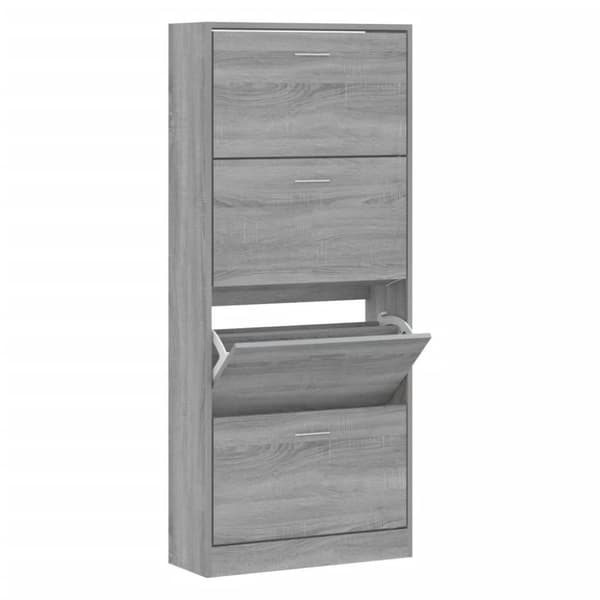 vidaXL Kenkäkaappi harmaa Sonoma 63x24x147 cm tekninen puu
