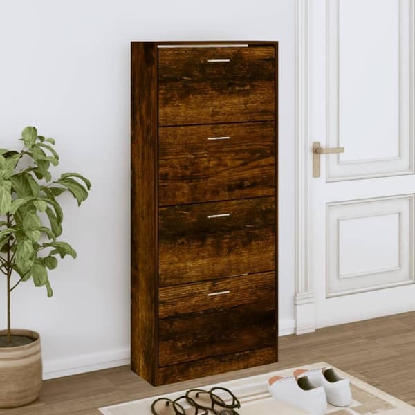 vidaXL skoskab 63x24x147 cm konstrueret træ røget egetræsfarve