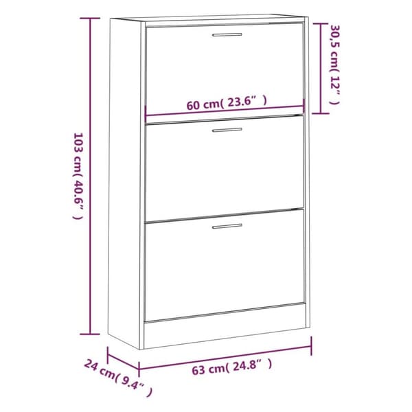 vidaXL skoskab 63x24x103 cm konstrueret træ sort
