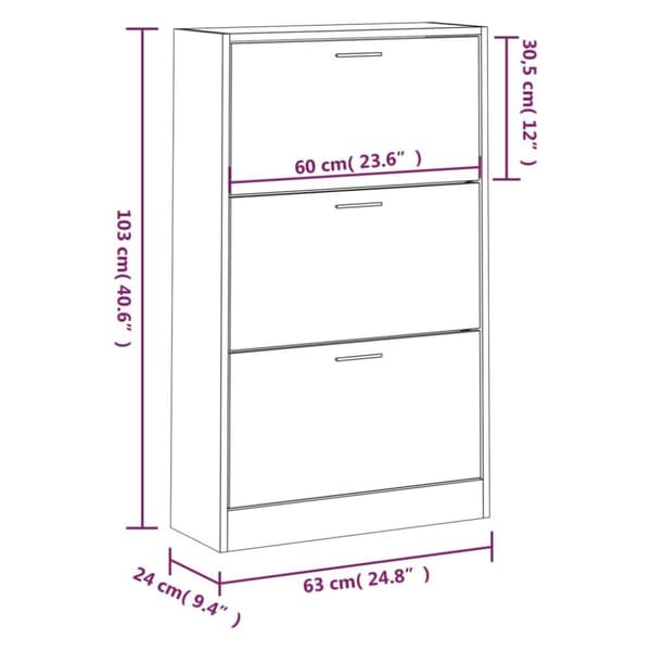 vidaXL skoskab 63x24x103 cm konstrueret træ sonoma-eg