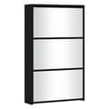 Miniatyrbillede 3 af 9: vidaXL skoskab med spejl 3 hylder 63x17x102,5 cm sort