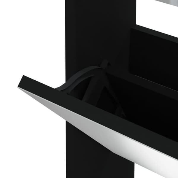 vidaXL skoskab med spejl 3 hylder 63x17x102,5 cm sort